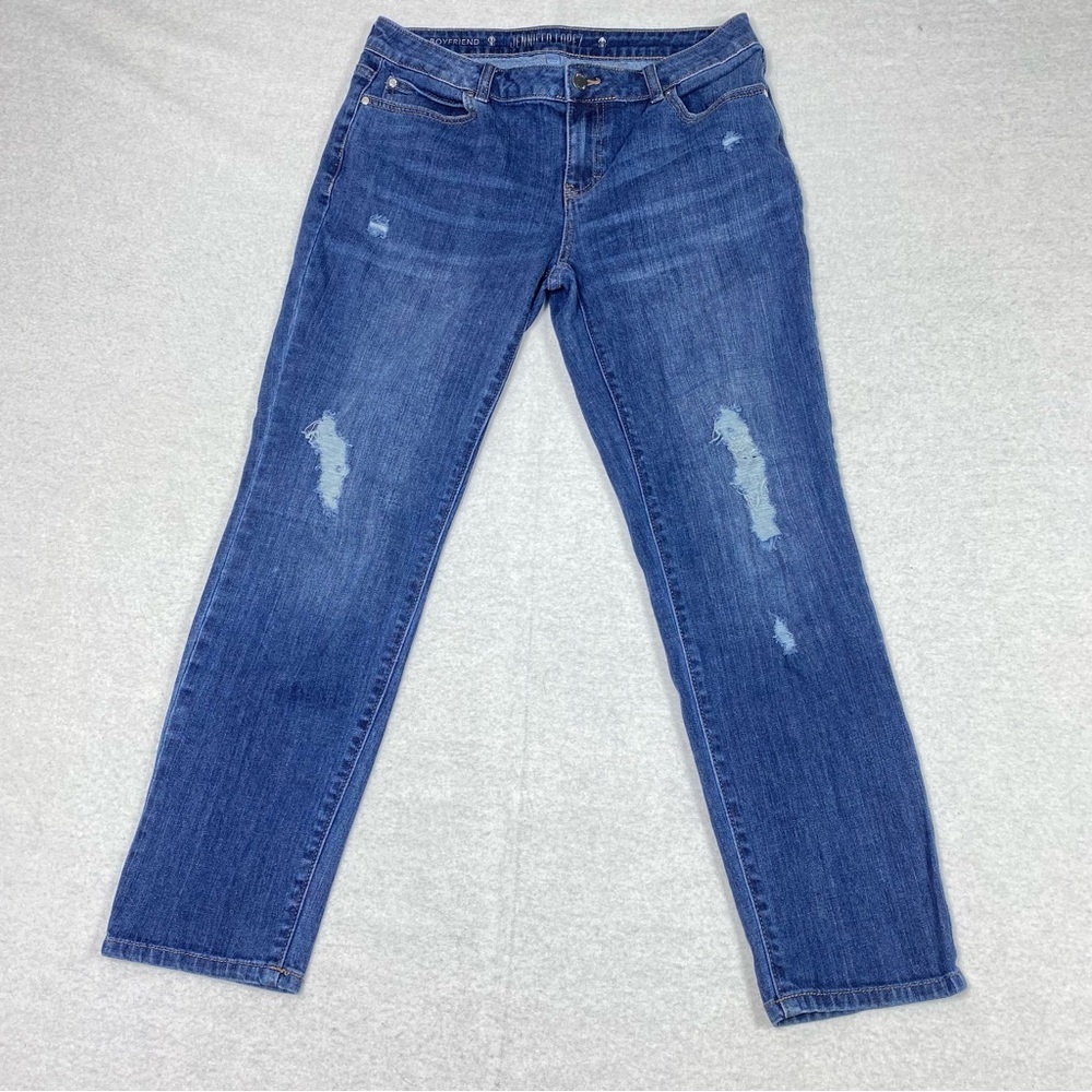 Jennifer Lopez Boyfriend Jeans Women's 4 Blue Low Rise Distressed Stretch Denim
